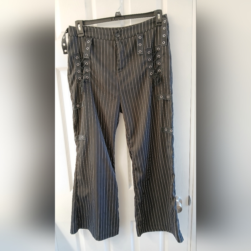 ROMWE Gothic Steampunk Pinstripe Pants – Size Large – Wide Leg